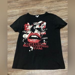 I’m selling a black crop top from garage it’s black and  a little red and white